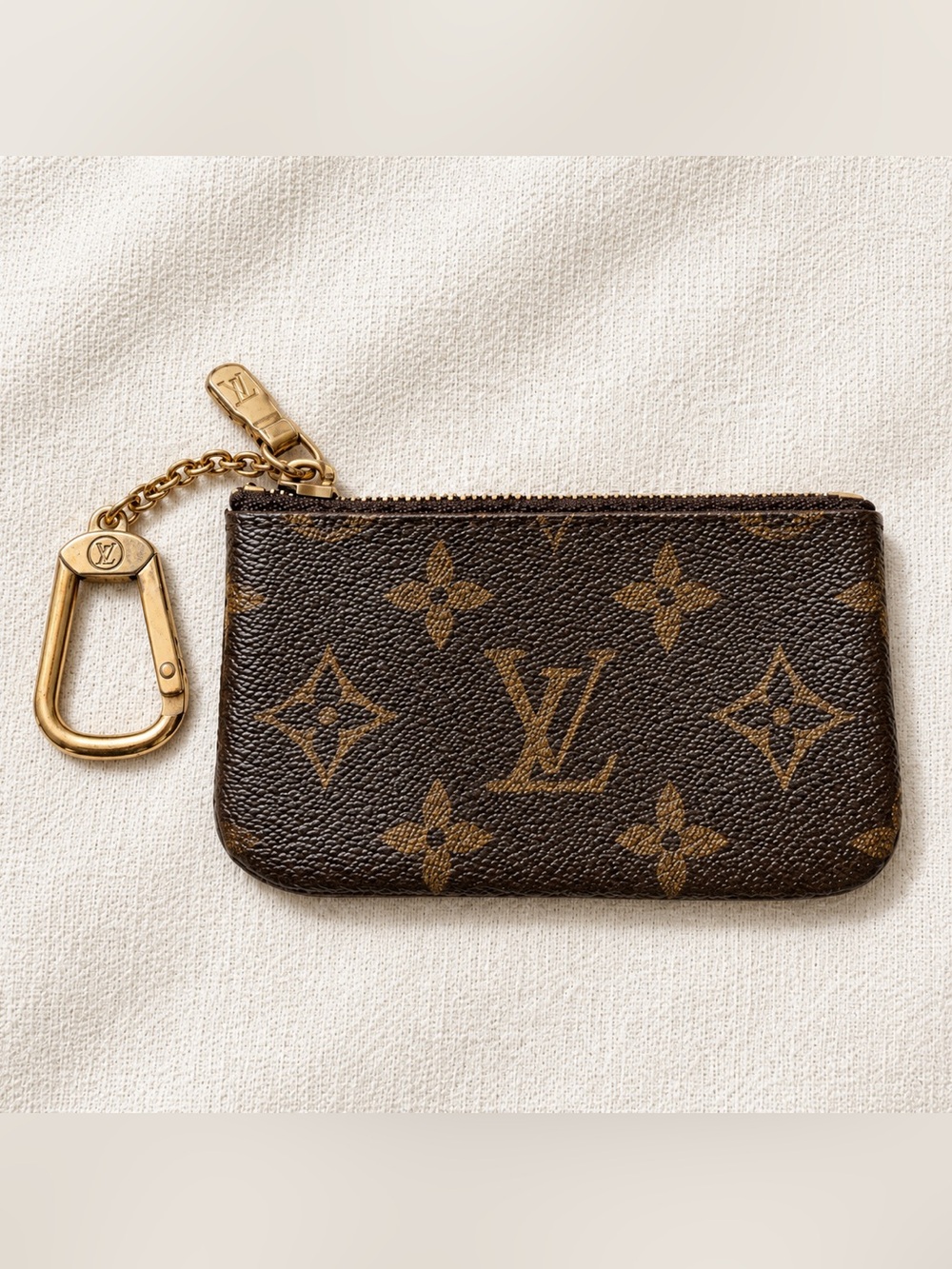 Louis Vuitton Monogram Key Pouch Pochette Cles Brown Canvas Coin Purse